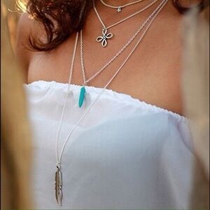 LeslieVegan Silver and Turquoise Necklace Set